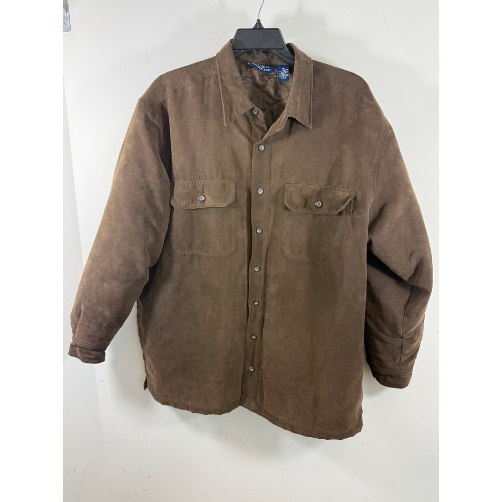 High Sierra Men's XL Brown Faux Suede Shirt Jacket Western Workwear Ranch
